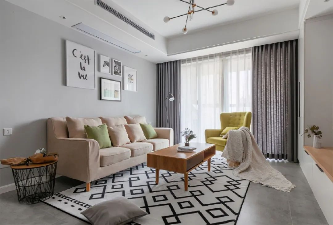 廈門禹洲城上城90㎡北歐風(fēng)裝修，灰色乳膠漆墻面很耐看